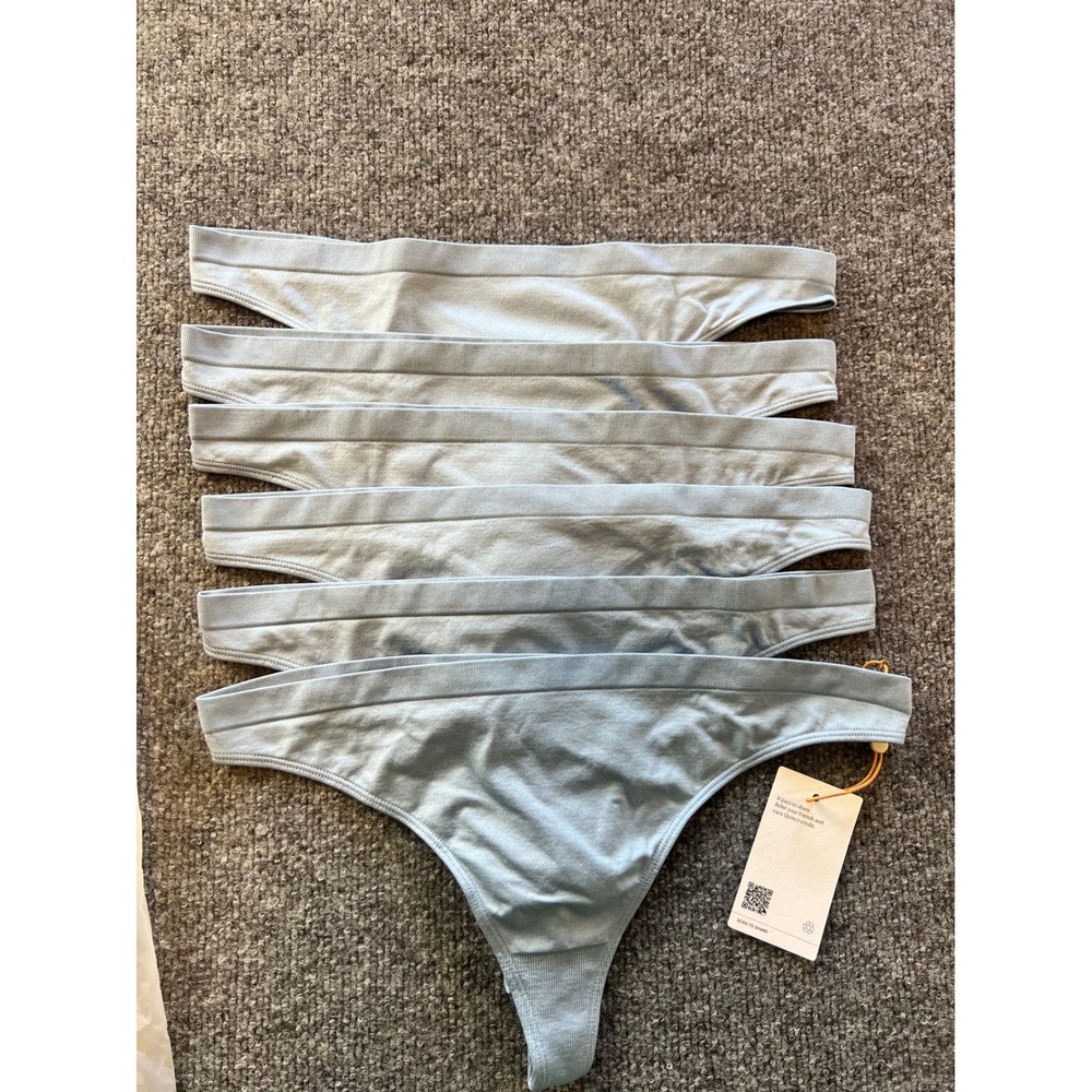 NWT Quince Womens Seamless Thong Underwear 6-Pack Light Blue Size Large RG001